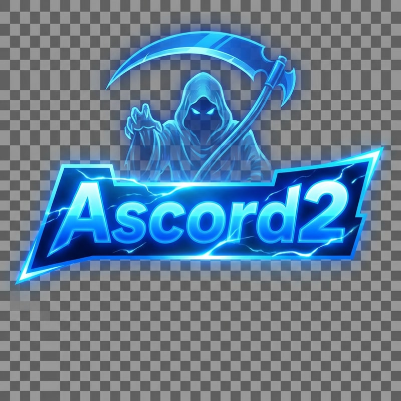 Szerkeszd át nekem arra hogy Ascord2 a színe legyen más és 1 kék phantom legyen a logo fölött kék kaszával. Az ascord2 logo legyen kicsit erőteljesebb szin effektel. Lehet más alakzatban is