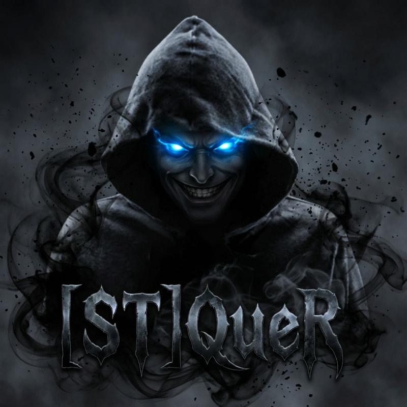 Szerkeszd át profin, legyen a köd és az effekt fekete, a szeme legyen  kék és a név legyen [ST]QueR DE AZ IRÁS MENŐ legyen illeszkedjen a képhez és gonoszan mosolyogjon