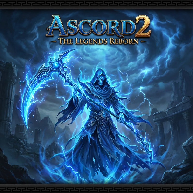 Szerkeszd meg nekem epicen. 1024x1024. Cserélj le mindent, Metin2 helyett legyen oda irva Ascord2- The legends reborn. És 1 kék kaszás phantom legyen ott effektel kék kaszával