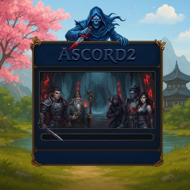 Szereszd át. Az alap maradhat a szin legyen sötétkék. Illetve az aranysárkány helyett legyen 1 Kék phantom piros izzó szemmekkel és vérvörös késsel a kezébe.Mysthic2 felirat helyén legyen oda írv ASCORD2  színe legyen Sötétkék. A Phantom kép illeszkedjen a patcherbe felülre kérlek. Illetve a pathceren belül a karakterek legyenek Metines témák. és a patcheren belül a háttér is legyen borzongató