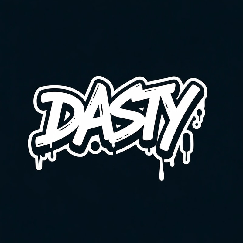 Logo image with the word Dasty it has to be graffiti style for a logo for a youtube channel