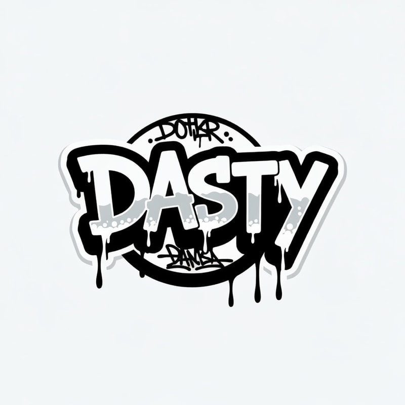 Logo image with the word Dasty it has to be graffiti style for a logo for a youtube channel