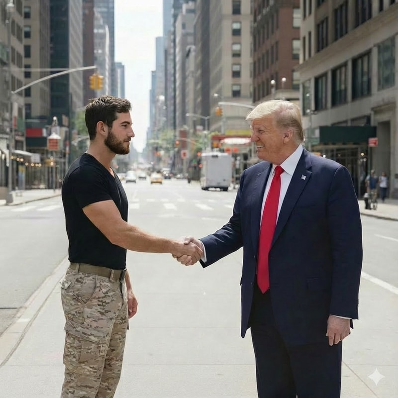 make my face exactly like the left picture dont change it at all , keep us shaking hand