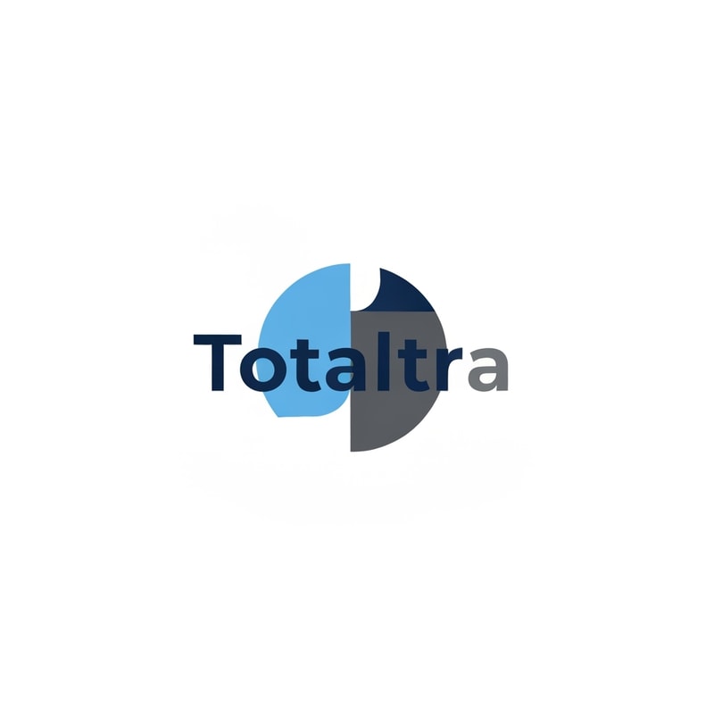 Logo for 'Totaltra' company. Modern, clean, and professional design. Incorporate shades of blue (e.g., navy, sky blue) and neutral colors (e.g., white, light grey, charcoal). The design should convey reliability, efficiency, and completeness. Minimalist aesthetic, sans-serif typography. Suitable for digital and print use."