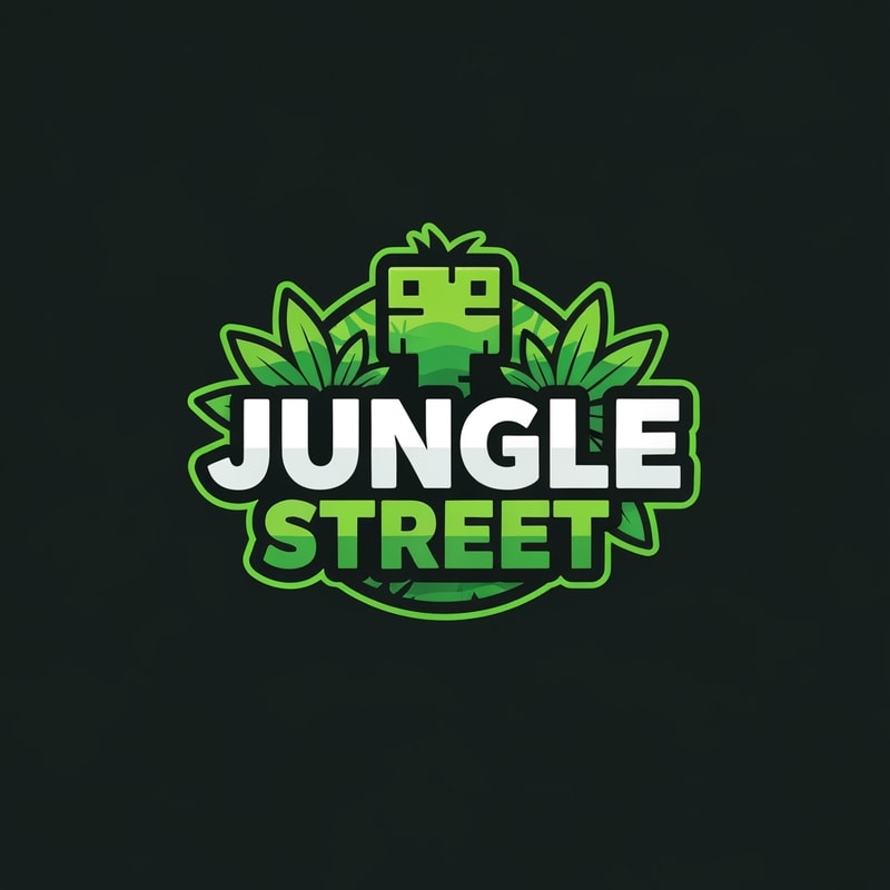 a fivem server logo the name Jungle Street make it winth jungle vibe and green colours ande be small because it wont match