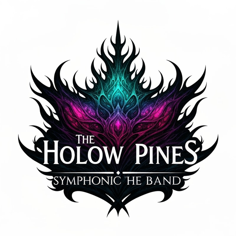 Please, make me a logo about my new epic, symphonic band. The style: epic, dark, a lot of deep colors. My band's name: The Hollow Pines Band