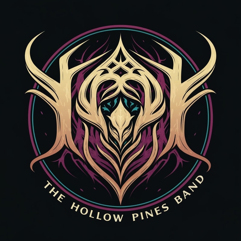 Please, make me a logo about my new epic, symphonic band. The style: epic, dark, a lot of deep colors. My band's name: The Hollow Pines Band