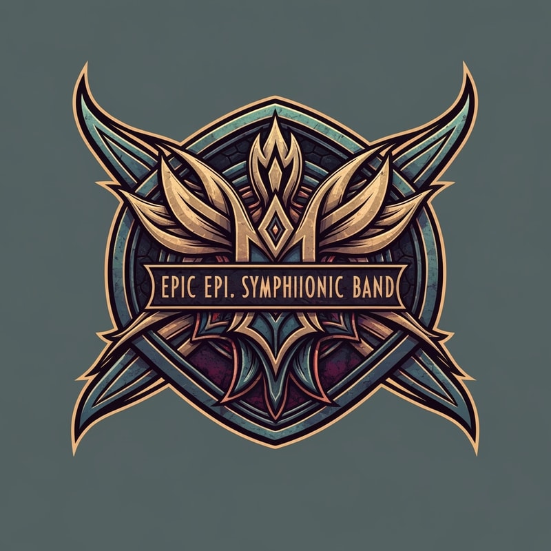 Please, make me a logo about my new epic, symphonic band. The style: epic, dark, a lot of deep colors.