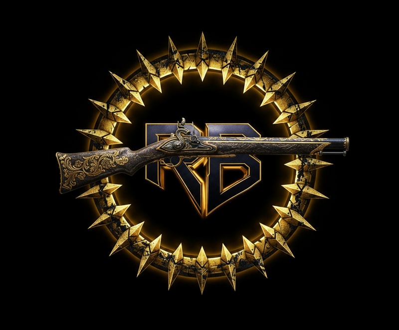 place a cool looking musket with the same colours on top of the letters, fit it perfectly