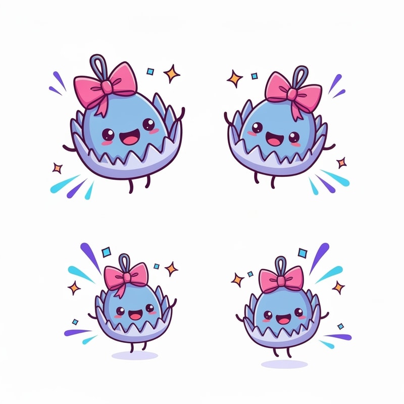 "Cartoon-style Twitch subscription alert, bright and colorful in the exact same friendly art style as default Twitch gift alerts. Replace all gift boxes with cute, chibi-style New World bear traps. The traps have big, happy smiling faces and are wrapped like presents with bows. They bounce on screen with celebratory sparkles and confetti explosions in azoth blue and purple. Clean vector art, white background, joyful and vibrant animation."