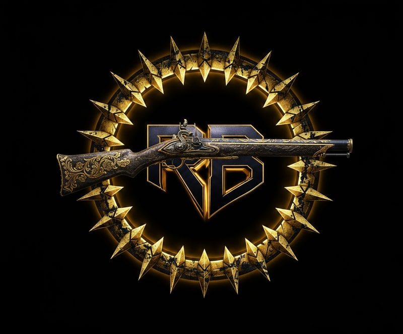 make sure the musket is smaller and it lays on top of the letters r and b