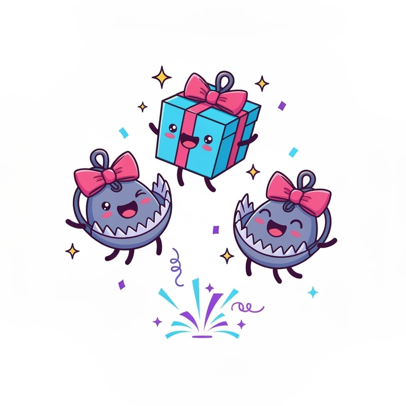 "Cartoon-style Twitch subscription alert, bright and colorful in the exact same friendly art style as default Twitch gift alerts. Replace all gift boxes with cute, chibi-style New World bear traps. The traps have big, happy smiling faces and are wrapped like presents with bows. They bounce on screen with celebratory sparkles and confetti explosions in azoth blue and purple. Clean vector art, white background, joyful and vibrant animation."