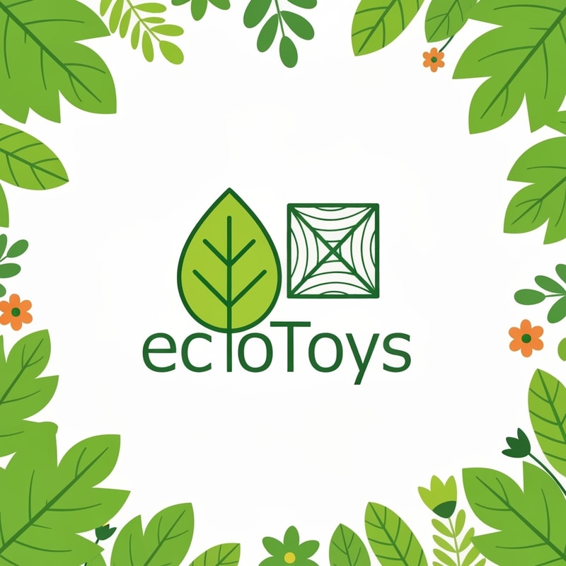 EcoToys logo, minimalist style, geometric design, green leaf and stylized wooden block combined, clean lines, simple shapes, modern, eco-friendly, vector illustration, white background
surrounded by bright green leaves and flowers, whimsical and fun, vector illustration, toy packaging design, eco-friendly, happy and inviting, vibrant colors