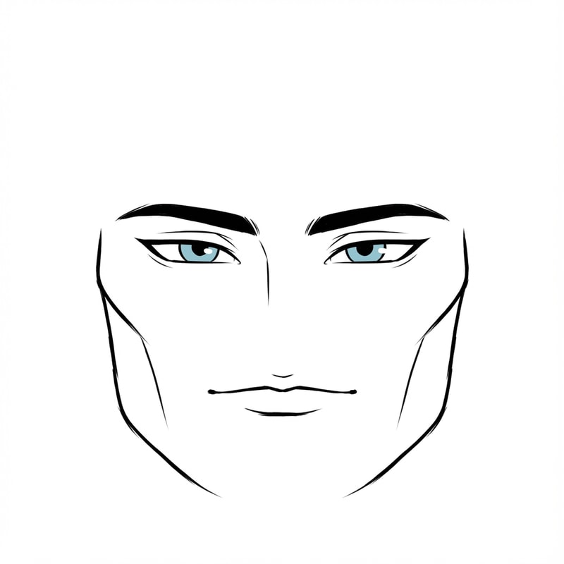 Stylized Roblox face only, clearly non-realistic and game-like, smooth flat colors, minimal shading, clean simple linework, iconic Roblox head proportions, ultra-attractive pentamogger aesthetic, perfectly symmetrical face, calm confident godlike expression, relaxed eyelids, slightly lifted outer eye corners, light blue stylized eyes with tiny highlights, refined masculine eyebrows, smooth cheeks and jaw with no wrinkles, centered front-facing head, plain background, unmistakably Roblox avatar face, not realistic, not detailed skin, not human-like use only black and white besides the eyes (color them) keep it to simple line work and make the background a singular color give him insanely prominent high bone density whilst keeping the art look handdrawn make sure theres no face outline and the face blends in with the background