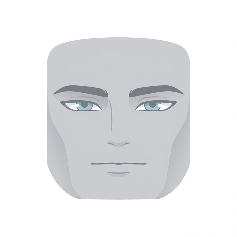 Stylized Roblox face only, clearly non-realistic and game-like, smooth flat colors, minimal shading, clean simple linework, iconic Roblox head proportions, ultra-attractive pentamogger aesthetic, perfectly symmetrical face, calm confident godlike expression, relaxed eyelids, slightly lifted outer eye corners, light blue stylized eyes with tiny highlights, refined masculine eyebrows, smooth cheeks and jaw with no wrinkles, subtle soft gradients only, simplified cartoon lighting, neutral expression, centered front-facing head, plain background, unmistakably Roblox avatar face, not realistic, not detailed skin, not human-like