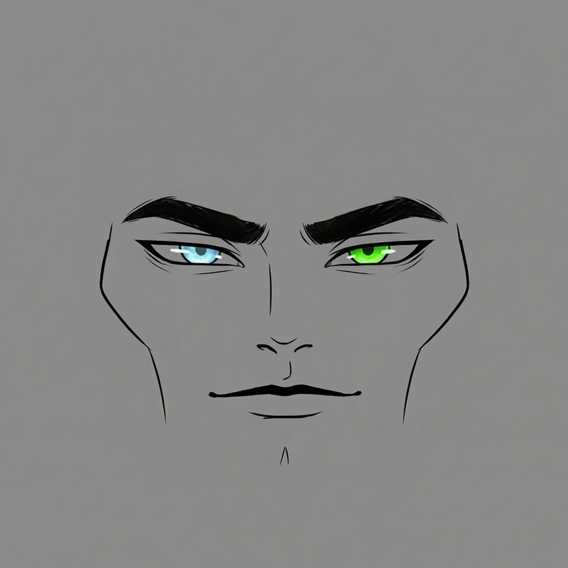 make the eyebrows pitch black and lower set and remove the outline to his head keep the zygo outline
