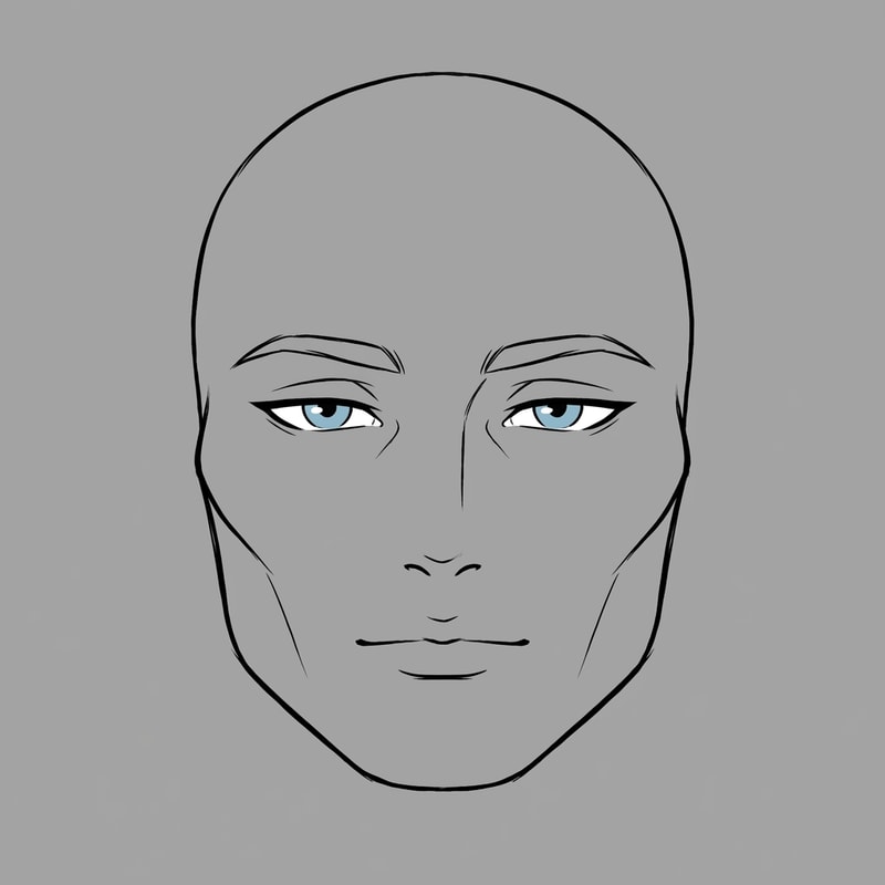 Stylized Roblox face only, clearly non-realistic and game-like, smooth flat colors, minimal shading, clean simple linework, iconic Roblox head proportions, ultra-attractive pentamogger aesthetic, perfectly symmetrical face, calm confident godlike expression, relaxed eyelids, slightly lifted outer eye corners, light blue stylized eyes with tiny highlights, refined masculine eyebrows, smooth cheeks and jaw with no wrinkles, centered front-facing head, plain background, unmistakably Roblox avatar face, not realistic, not detailed skin, not human-like use only black and white besides the eyes (color them) keep it to simple line work and make the background a singular color give him insanely prominent high bone density whilst keeping the art look handdrawn make sure theres no face outline and the face blends in with the background