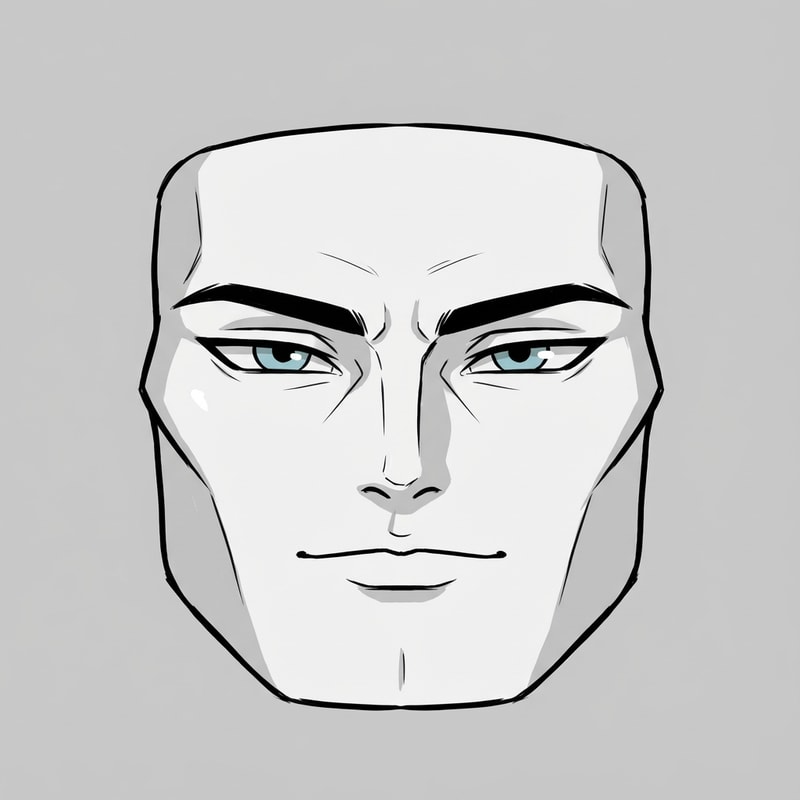 Stylized Roblox face only, clearly non-realistic and game-like, smooth flat colors, minimal shading, clean simple linework, iconic Roblox head proportions, ultra-attractive pentamogger aesthetic, perfectly symmetrical face, calm confident godlike expression, relaxed eyelids, slightly lifted outer eye corners, light blue stylized eyes with tiny highlights, refined masculine eyebrows, smooth cheeks and jaw with no wrinkles, centered front-facing head, plain background, unmistakably Roblox avatar face, not realistic, not detailed skin, not human-like use only black and white besides the eyes (color them) keep it to simple line work and make the background a singular color give him insanely high bone density whilst keeping the art look handdrawn