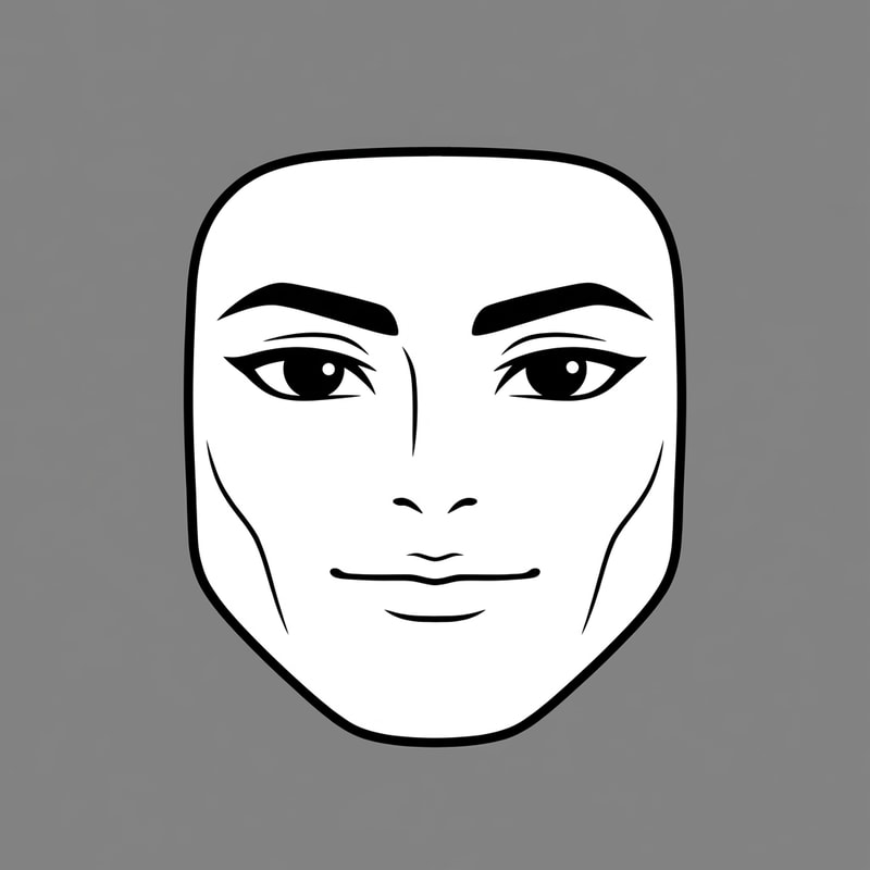 Stylized Roblox face only, clearly non-realistic and game-like, smooth flat colors, minimal shading, clean simple linework, iconic Roblox head proportions, ultra-attractive pentamogger aesthetic, perfectly symmetrical face, calm confident godlike expression, relaxed eyelids, slightly lifted outer eye corners, light blue stylized eyes with tiny highlights, refined masculine eyebrows, smooth cheeks and jaw with no wrinkles, subtle soft gradients only, simplified cartoon lighting, neutral expression, centered front-facing head, plain background, unmistakably Roblox avatar face, not realistic, not detailed skin, not human-like use only black and white besides the white keep it to simple line work and make the background a singular color