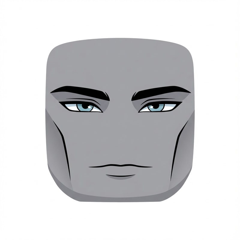 Stylized Roblox face only, clearly non-realistic and game-like, smooth flat colors, minimal shading, clean simple linework, iconic Roblox head proportions, ultra-attractive pentamogger aesthetic, perfectly symmetrical face, calm confident godlike expression, relaxed eyelids, slightly lifted outer eye corners, light blue stylized eyes with tiny highlights, refined masculine eyebrows, smooth cheeks and jaw with no wrinkles, subtle soft gradients only, simplified cartoon lighting, neutral expression, centered front-facing head, plain background, unmistakably Roblox avatar face, not realistic, not detailed skin, not human-like
