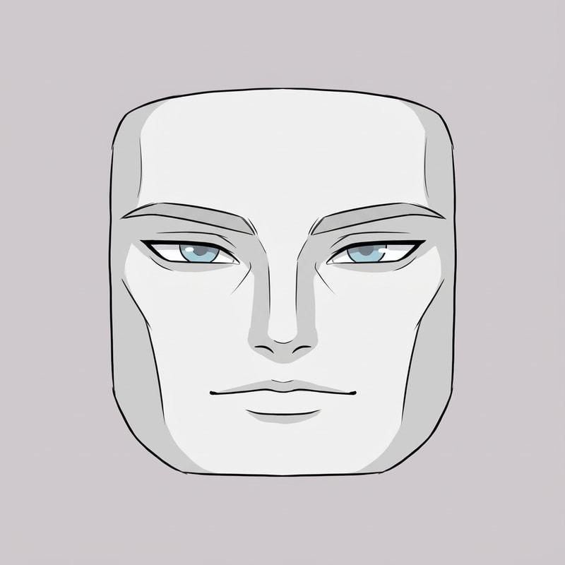 Stylized Roblox face only, clearly non-realistic and game-like, smooth flat colors, minimal shading, clean simple linework, iconic Roblox head proportions, ultra-attractive pentamogger aesthetic, perfectly symmetrical face, calm confident godlike expression, relaxed eyelids, slightly lifted outer eye corners, light blue stylized eyes with tiny highlights, refined masculine eyebrows, smooth cheeks and jaw with no wrinkles, centered front-facing head, plain background, unmistakably Roblox avatar face, not realistic, not detailed skin, not human-like use only black and white besides the eyes (color them) keep it to simple line work and make the background a singular color give him insanely high bone density whilst keeping the art look handdrawn