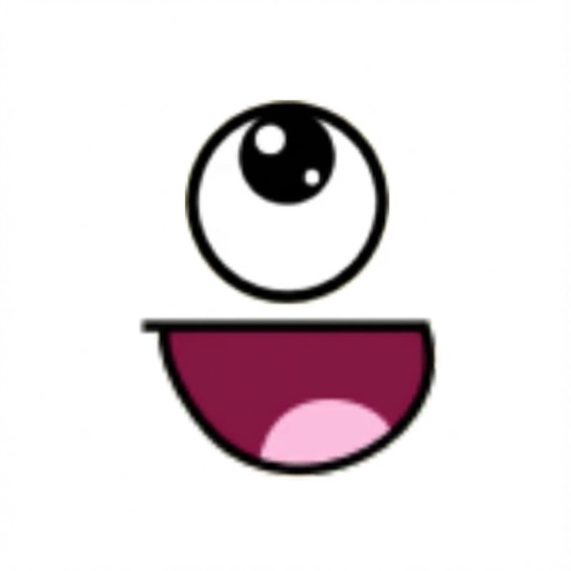 make this face look like it has one eye centered like a cyclops DO NOT ALTER THE MOUTH SHAPE make the background pure white and nothing else