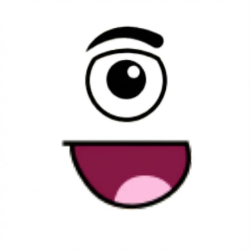 make this face look like it has one eye centered like a cyclops DO NOT ALTER THE MOUTH SHAPE make the background pure white and nothing else