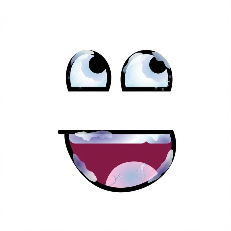 Apply frostbite effects to the facial features. Add subtle frostbite effects like cold discoloration on the eyes and mouth while keeping their exact positions unchanged. do not recolor the entire face uniformly, DO NOT ADD A circular border. Preserve the original background and vector structure. add minamalistic features that make people think the face has frostbite not extreme levels of frosbite that glaring obvious, think minimalistic frostbite effect. make the background white, do not edit the background.