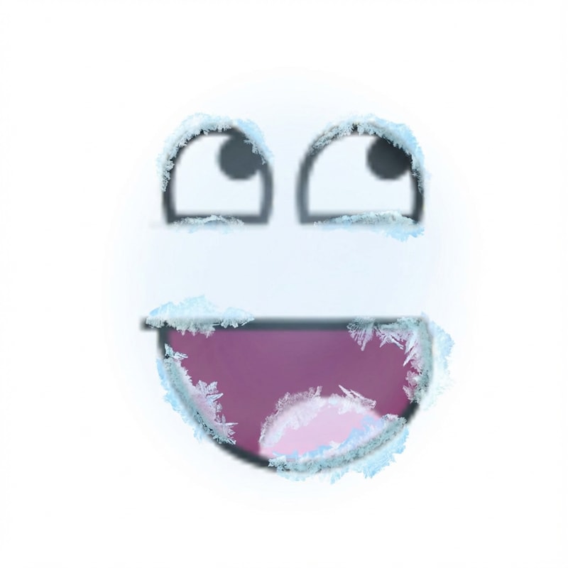 make this face look like it has slight frostbite DO NOT ALTER THE MOUTH SHAPE make the background pure white and nothing else