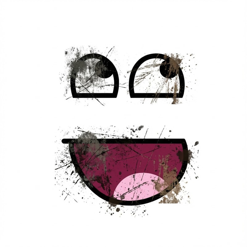 make this face look grunge style DO NOT ALTER THE MOUTH SHAPE make the background pure white and nothing else