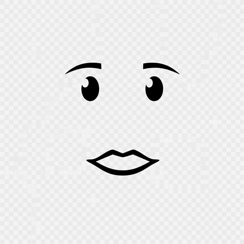 Roblox avatar face DECAL texture,
ONLY floating facial features on a flat texture,
eyes and mouth drawn as simple symbols, not a face,
no face outline, no head, no jaw, no cheeks, no chin,
no nose, no nostrils, no facial anatomy,
stylized minimalist Roblox face aesthetic,
intentionally plain and slightly awkward,
subtle anime influence but NOT cute or pretty,
thick simple lashes, flat pupils, reduced eye whites,
no glossy highlights, no sparkles,
neutral muted emotion, low-energy expression,
mouth drawn with ONE short flat line or tiny curve,
no lips, no corners, no detail,
uniform thin line weight across all features,
designed to look strange alone but correct on a Roblox head,
centered composition, transparent or flat background,
AVOID:
human face, portrait, illustration,
pretty face, cute face, doll face,
lips, lipstick, detailed mouth,
large shiny eyes, baby eyes,
nose or nose shading,
skin gradients, facial structure,
3D head, mesh, skull,
anime character art, polished beauty style,
photorealism, dramatic lighting