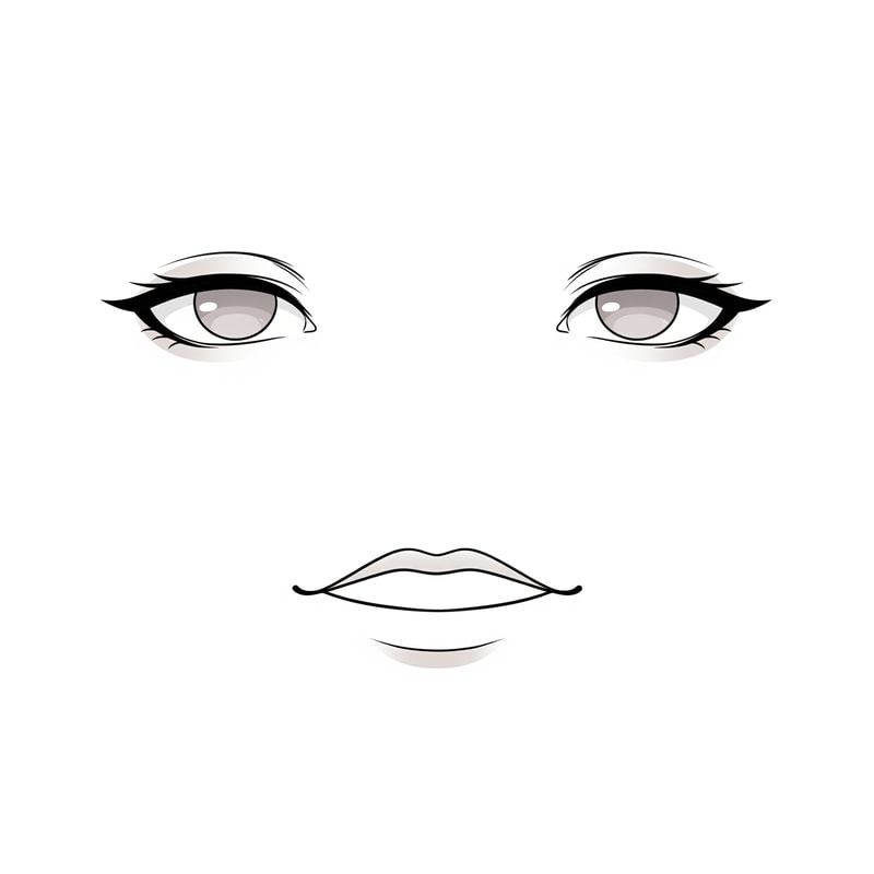 Roblox avatar face DECAL texture,
ONLY facial features, NOT a face or head,
floating eyes and mouth on a flat texture,
no face outline, no jaw, no cheeks, no chin,
no nose, no nose bridge, no nostrils,
eyes and mouth drawn as simple standalone shapes,
minimalist anime-inspired style,
clean line art, very soft shading only on eyes,
designed to be pasted onto a Roblox head,
transparent or flat background,
centered composition
NEGATIVE PROMPT: human face, portrait, face shape, jawline, chin, cheeks,
nose, nose shading, nostrils,
head, skull, mask, mannequin,
skin gradients, facial anatomy,
illustration portrait style,
realistic proportions,
full face drawing