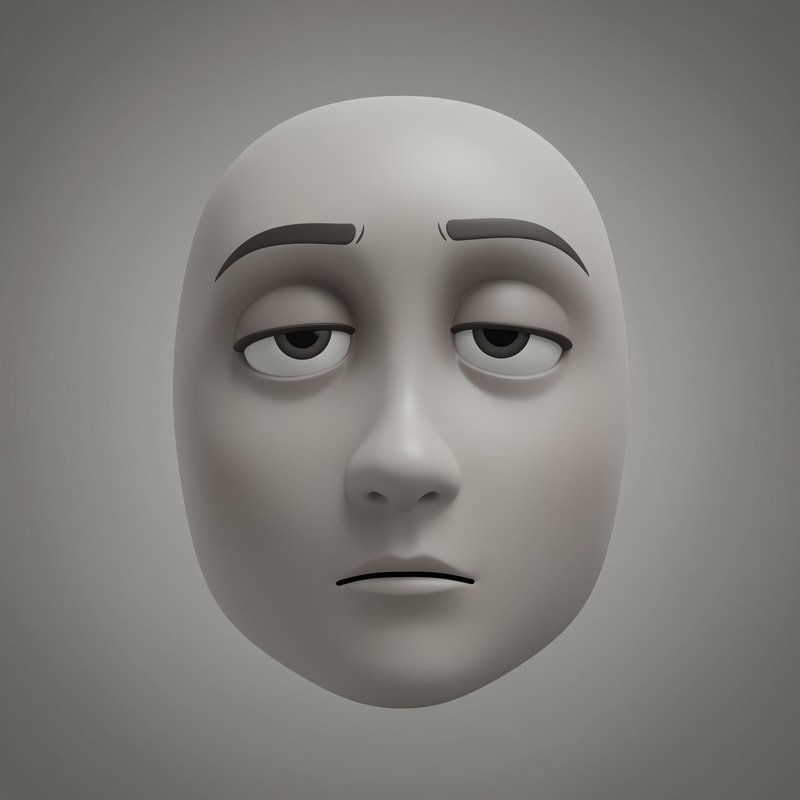 Stylized Roblox avatar face texture for UGC,
soft simplified face with minimal structure,
smooth mannequin-like shading,
muted gray-beige skin tone,
IMPORTANT: generate a UNIQUE face each time,
vary eye shape, eyelid height, brow angle, and mouth placement,
do NOT reuse the same facial proportions,
semi-anime eyes with relaxed expression,
choose ONE eye style per image:
- narrow sleepy eyes
- rounded soft eyes
- half-lidded smug eyes
- heavy upper eyelids
- slightly uneven eyes
brows should differ per image:
- flat
- slightly arched
- subtly tilted
- uneven height
small simple mouth with minimal detail,
vary mouth position and curve:
- flat line
- slight frown
- tiny smirk
- off-center neutral line
low-energy emotion but NOT identical,
soft gradients, no harsh outlines,
muted desaturated colors,
neutral studio lighting,
simple flat or soft gray background,
centered composition,
designed for Roblox head mesh,
AVOID:
photorealism, portrait illustration,
identical faces, repeated proportions,
over-smoothed mannequin faces,
thick black ink lines,
high saturation,
anime character art