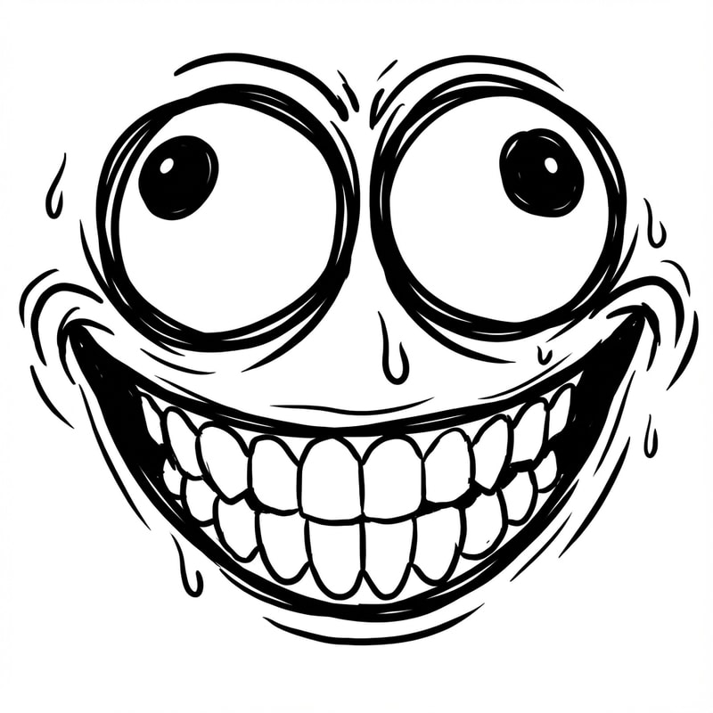 exagerrate this face in a meme esc way thats recognizable and can be used on any avatar