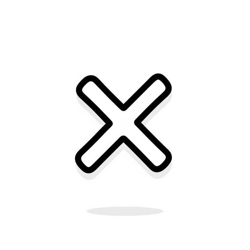 create a X button cartoonish style no numbers make it slightly minamalistic with a pure white BG