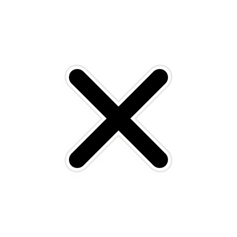 create a X button cartoonish style no numbers make it slightly minamalistic with a pure white BG