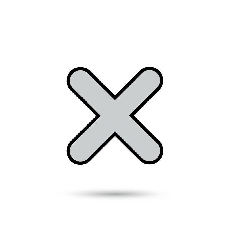 create a X button cartoonish style no numbers make it slightly minamalistic with a pure white BG