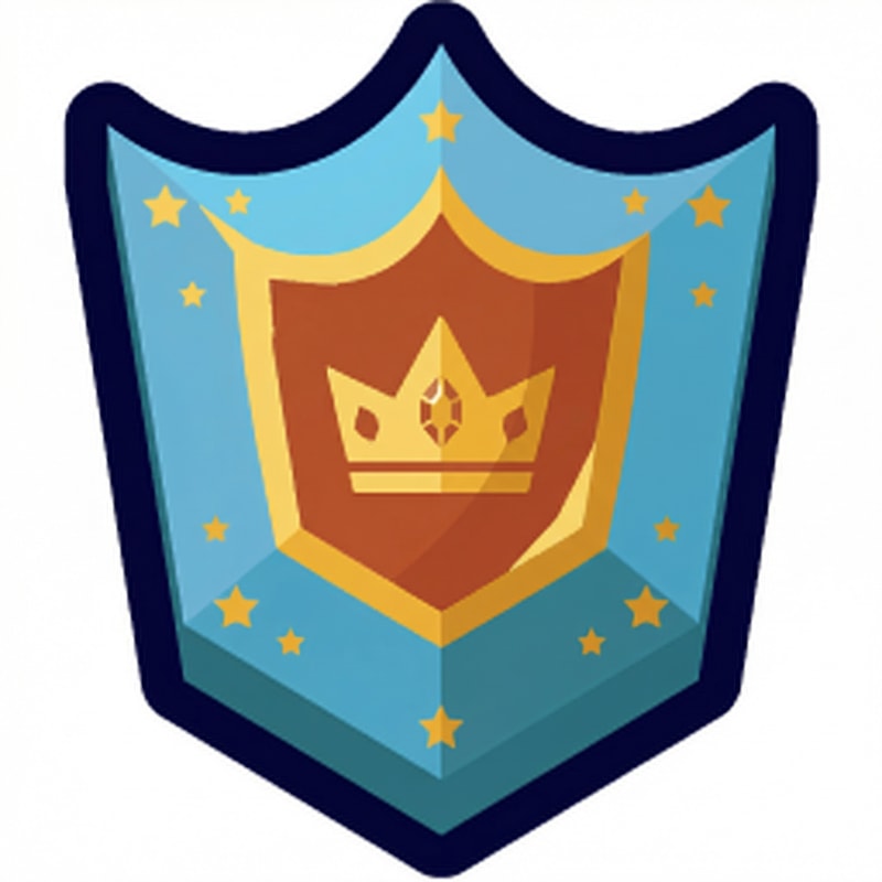 make this shield look VIP but keep it cartoonish and vectorized dont make it realistic and keep the current outline and shape dont add excessive sparkling or too many colors