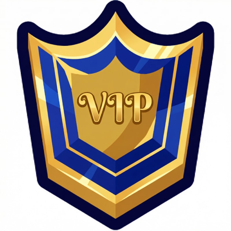 make this shield look VIP but keep it cartoonish and vectorized dont make it realistic and keep the current outline and shape dont add excessive sparkling or too many colors