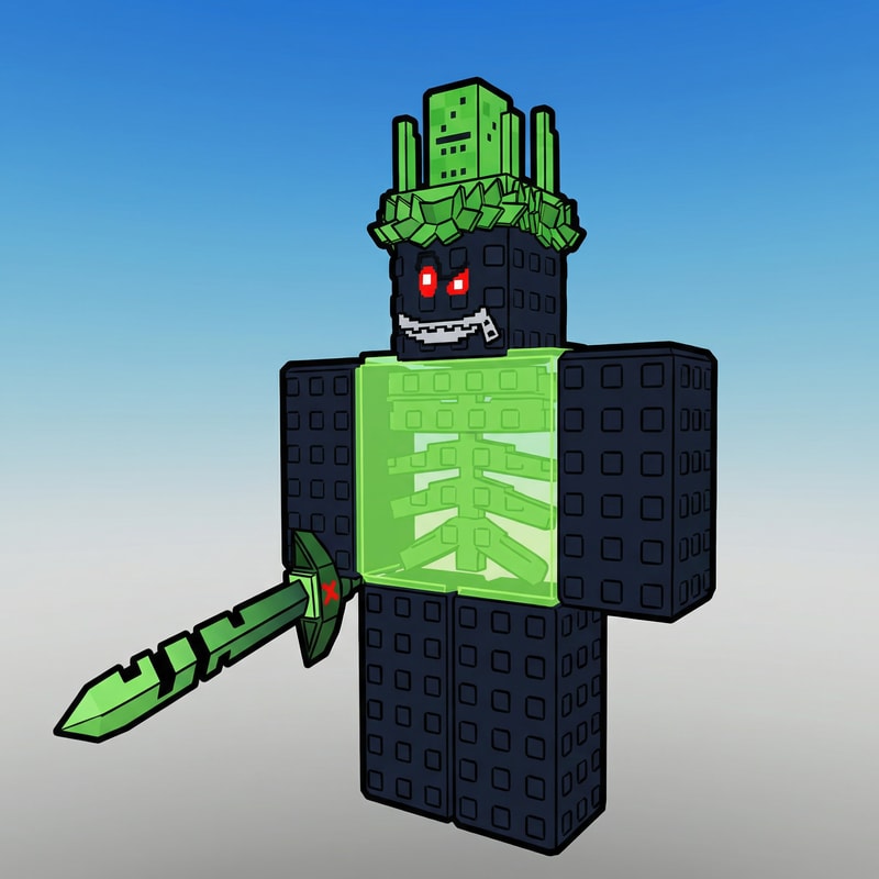 replace this blue character with this green and black character, KEEP THE ART STYLE THE SAME, MAKE THE GREEN AND BLACK CHARACTER FACE THE SAME DIRECTION, AND ADD THE SAME BLACK OUTLINE TO THE GREEN AND BLACK CHARACTER, DO NOT CHANGE ANYTHING ELSE.