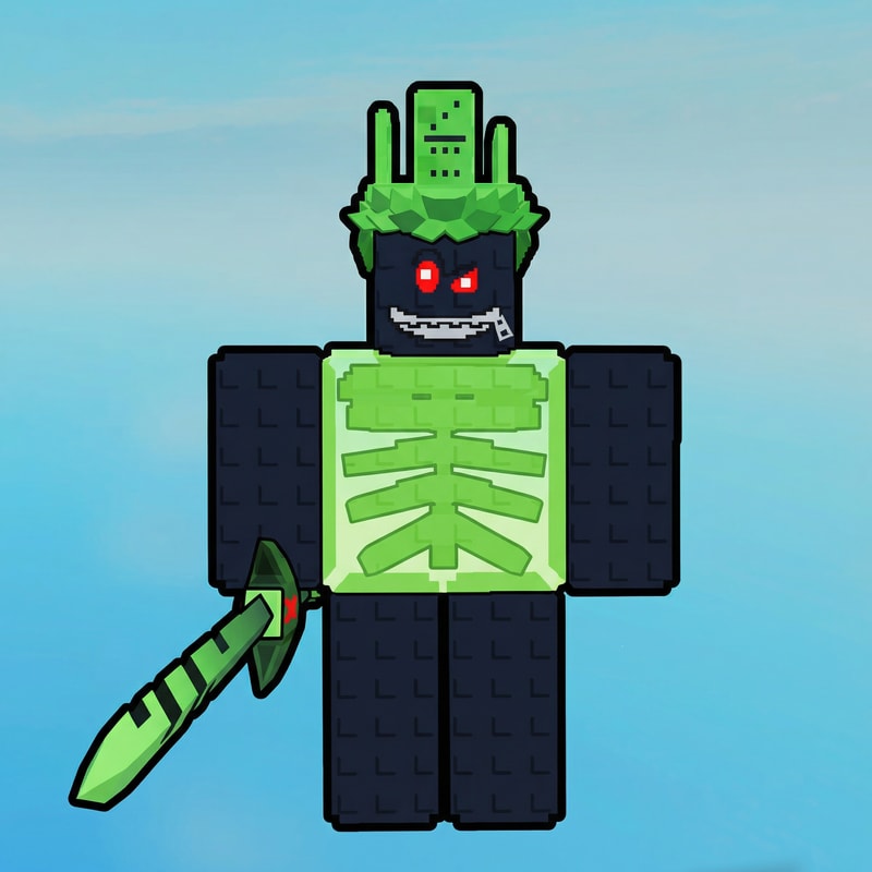 replace this blue character with this green and black character, KEEP THE ART STYLE THE SAME, MAKE THE GREEN AND BLACK CHARACTER FACE THE SAME DIRECTION, AND ADD THE SAME BLACK OUTLINE TO THE GREEN AND BLACK CHARACTER, DO NOT CHANGE ANYTHING ELSE.