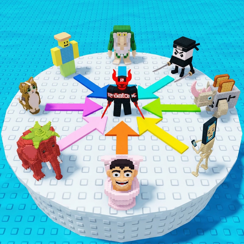 replace these penguins with these characters, ensure the characters are sized down and positioned 1:1 with how the penguins are currently facing, ensure there are no duplicate characters used or warped appearances, shrink them down to make them fit as how the penguins currently fit