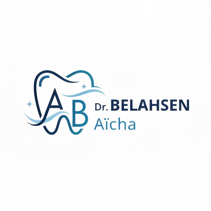 Create a modern and elegant logo for Dr. BELAHSEN Aïcha, a dental surgeon.

Use the provided reference logo (tooth outline with wave shape) as inspiration — not a copy.

The design should integrate the letters “A” and “B” subtly and intelligently within or around the tooth form, symbolizing the doctor’s initials.

Style: minimal, clean, and professional, with smooth geometric lines and a sense of care and precision.

Color palette: blue tones (navy and teal gradients or soft clinical blues) to express trust, hygiene, and calmness.

Typography: use modern sans-serif fonts (like Poppins, Montserrat, or Lato) for the name “Dr. BELAHSEN Aïcha” below or beside the icon.

Optional details:

Add a light wave or flow line element to represent smile, care, and dental aesthetics.

Keep a balanced white space and strong visual harmony for easy recognition.

Make sure it looks premium and suitable for clinic signage or professional branding.

Keywords: minimal logo, dental clinic, tooth icon, initials AB, blue gradient, modern medical logo, elegant, clean, line art, professional branding.