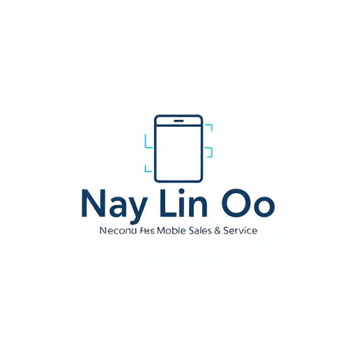 Professional logo design. “Create a clean, minimal logo for ‘Nay Lin Oo – Good Second Hand Mobile Sale & Service’. Use a simple smartphone outline, smooth lines, and modern typography. White background, flat design, professional and trustworthy look.”