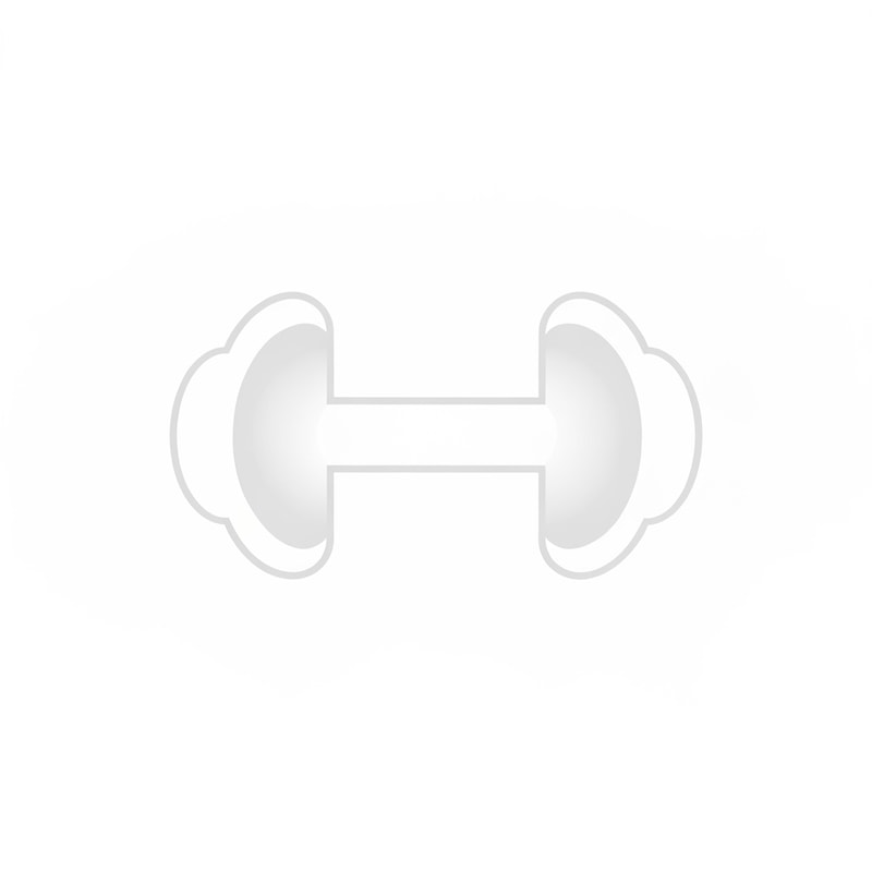 Minimalistic gym logo featuring a white dumbbell icon with smooth, rounded edges. The design should be clean, modern, and vector-style — no background, no shadows, no gradients. Centered, simple, and suitable for use as an app icon or branding symbol. Use a flat white color on a transparent background