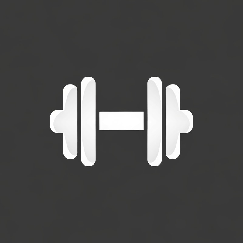 Minimalistic gym logo featuring a white dumbbell icon with smooth, rounded edges. The design should be clean, modern, and vector-style — no background, no shadows, no gradients. Centered, simple, and suitable for use as an app icon or branding symbol. Use a flat white color on a transparent background