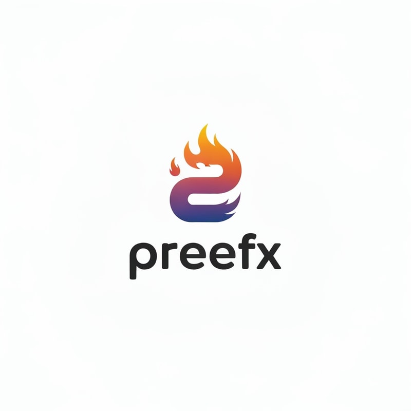 make a logo for my username: preefx. make it simple, small, use gradiant effects, could be fiery, snake like logo