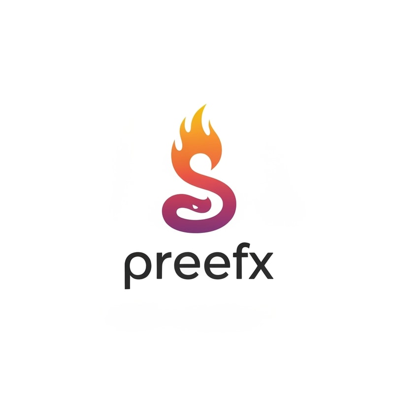 make a logo for my username: preefx. make it simple, small, use gradiant effects, could be fiery, snake like logo