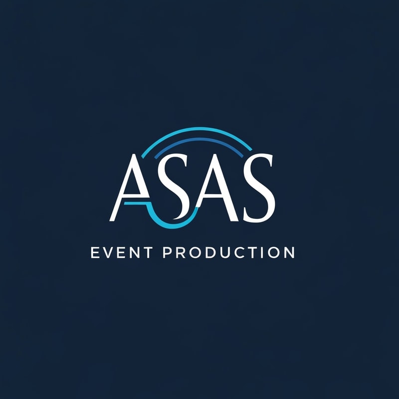A logo for an event production comapny that includes the letter ASAS with an acent colour of blue