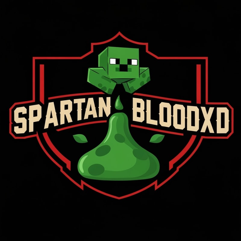 SpartanBloodXD logo with a minecraft slime as the character
